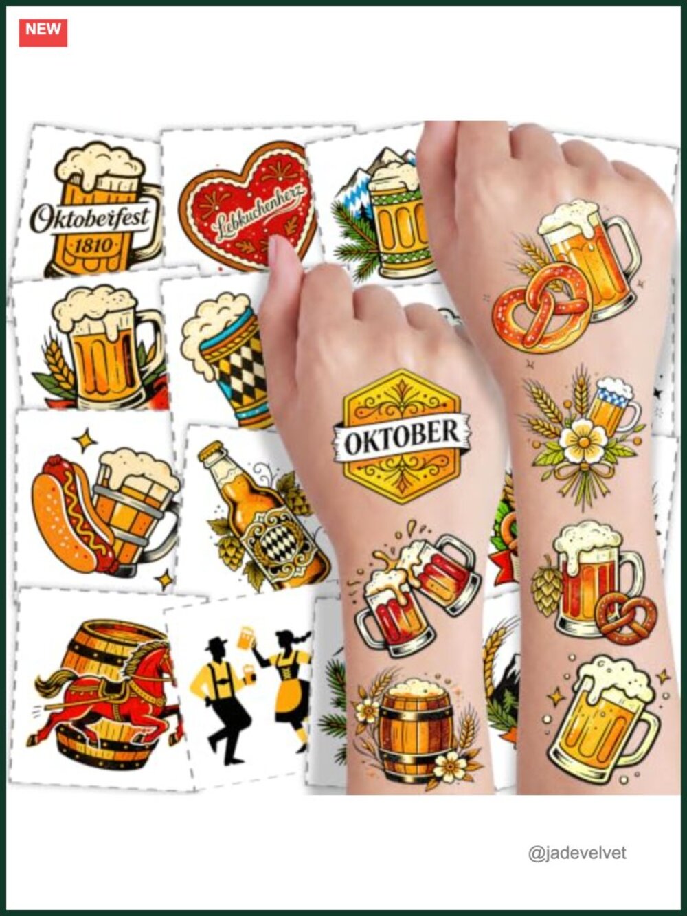 Oktoberfest Temporary Tattoos 108 Pcs Party Favors for Adults Beer Festival